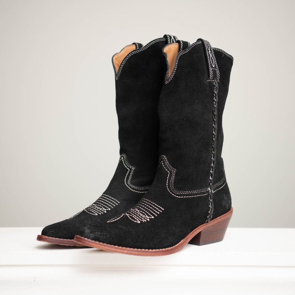 Patricia Nash Bergamo Boots Sz 7.5 NEW Black Suede Western Cowgirl Boho Western